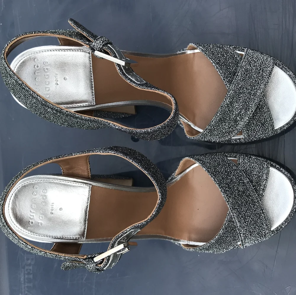 NIB LAURENCE DACADE Rosange 120mm Silver Metallic High Platform Sandals sz 41 - Picture 10 of 11